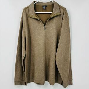 Van Heusen‎ Quarter Zip Flex Pullover Brown Active Relaxed Men’s XL Cotton Blend